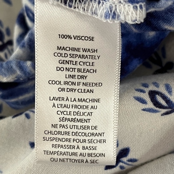 BeachLunchLounge Size XLarge Blue White Printed Off Shoulder 100% Viscose Boho - Picture 7 of 9